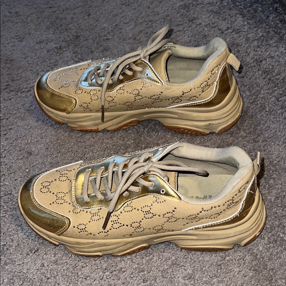 Stylish Women's Gold Sneakers